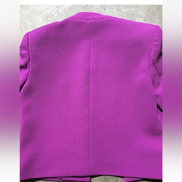 Women's Suit Jacket Calvin Klein Sz 4 Purple Plum Long Sleeve Gold Tapered Chic - Picture 4 of 4